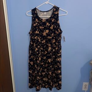 Old Navy Navy and Peach Floral Midi Dress